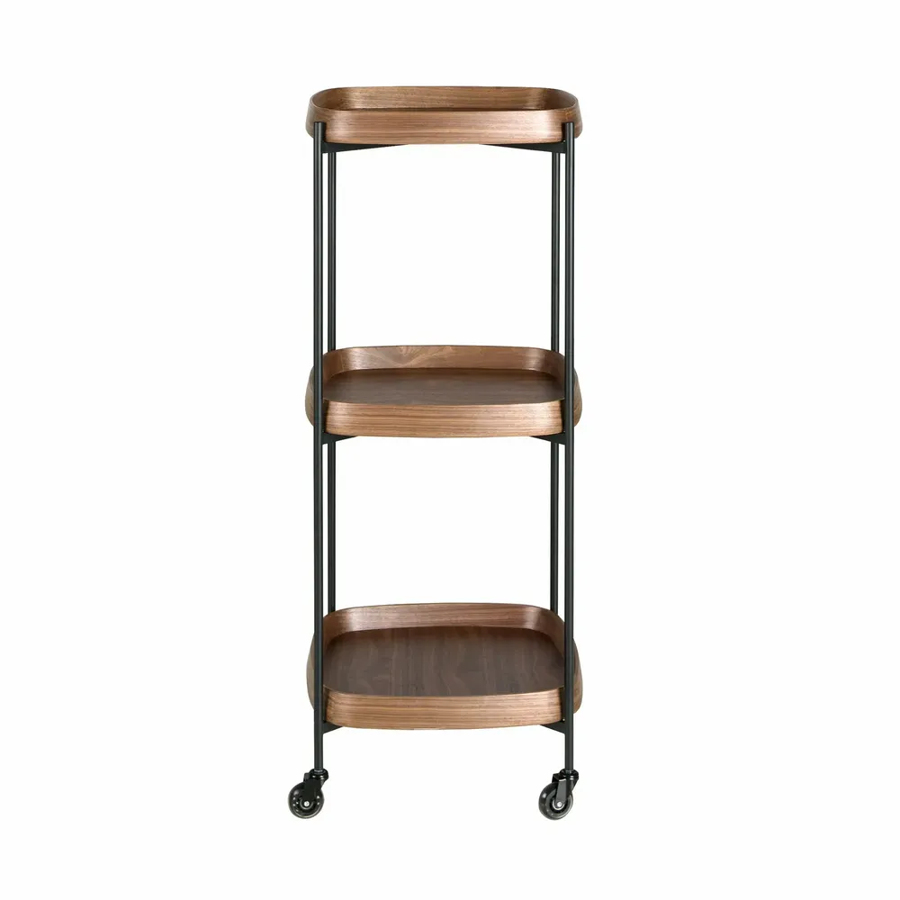 Chariots pour restaurants - Desserte minibar en noyer et acier noir. - ANGEL CERDÁ