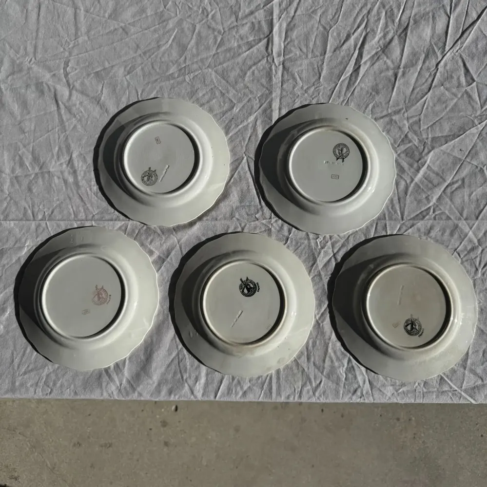 Formal plates - Set of 5 antique plates with pheasant pattern Hamage & Moulin des Lou - OFFICE OBJETS