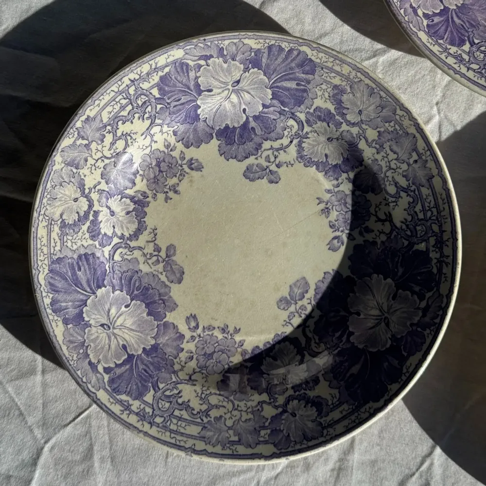 Everyday plates - Set of 3 antique purple Ceranium plates U&C Sarreguemines D22 - OFFICE OBJETS