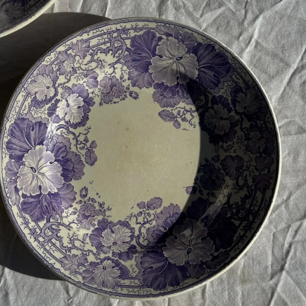 Everyday plates - Set of 3 antique purple Ceranium plates U&C Sarreguemines D22 - OFFICE OBJETS