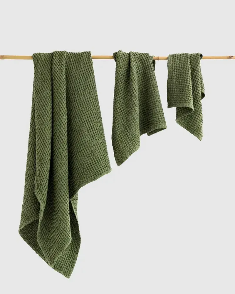 Autres linges de bain - Lot de 3 serviettes en lin gaufré - MAGICLINEN