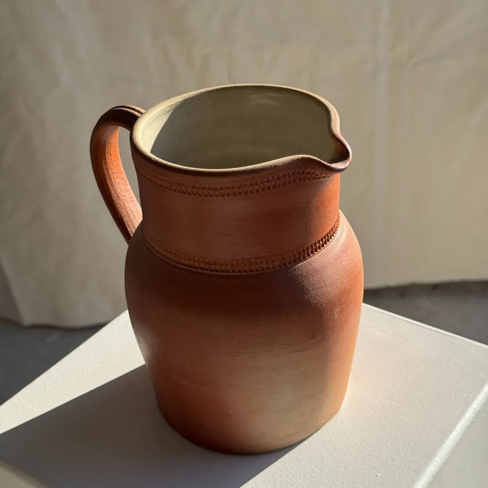 Carafes - Large orange stoneware jug Sandstone Bonneval Made in France under H - OFFICE OBJETS
