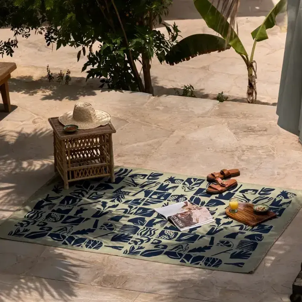 Tapis design - Handprinted Cotton Flatwoven Kilim Rugs - KILIIM