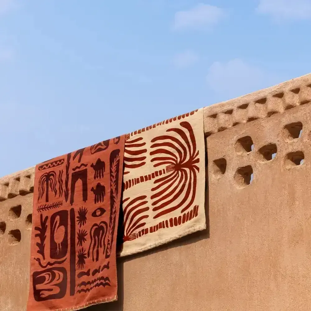 Tapis design - Handprinted Cotton Flatwoven Kilim Rugs - KILIIM