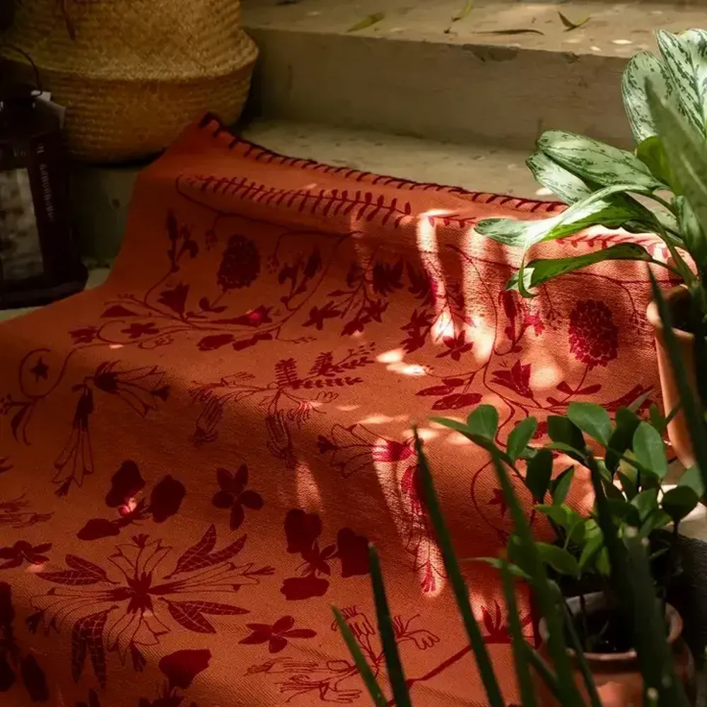 Tapis design - Handprinted Cotton Flatwoven Kilim Rugs - KILIIM