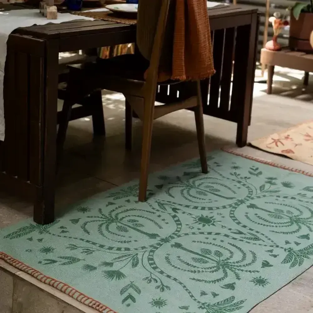 Tapis design - Handprinted Cotton Flatwoven Kilim Rugs - KILIIM