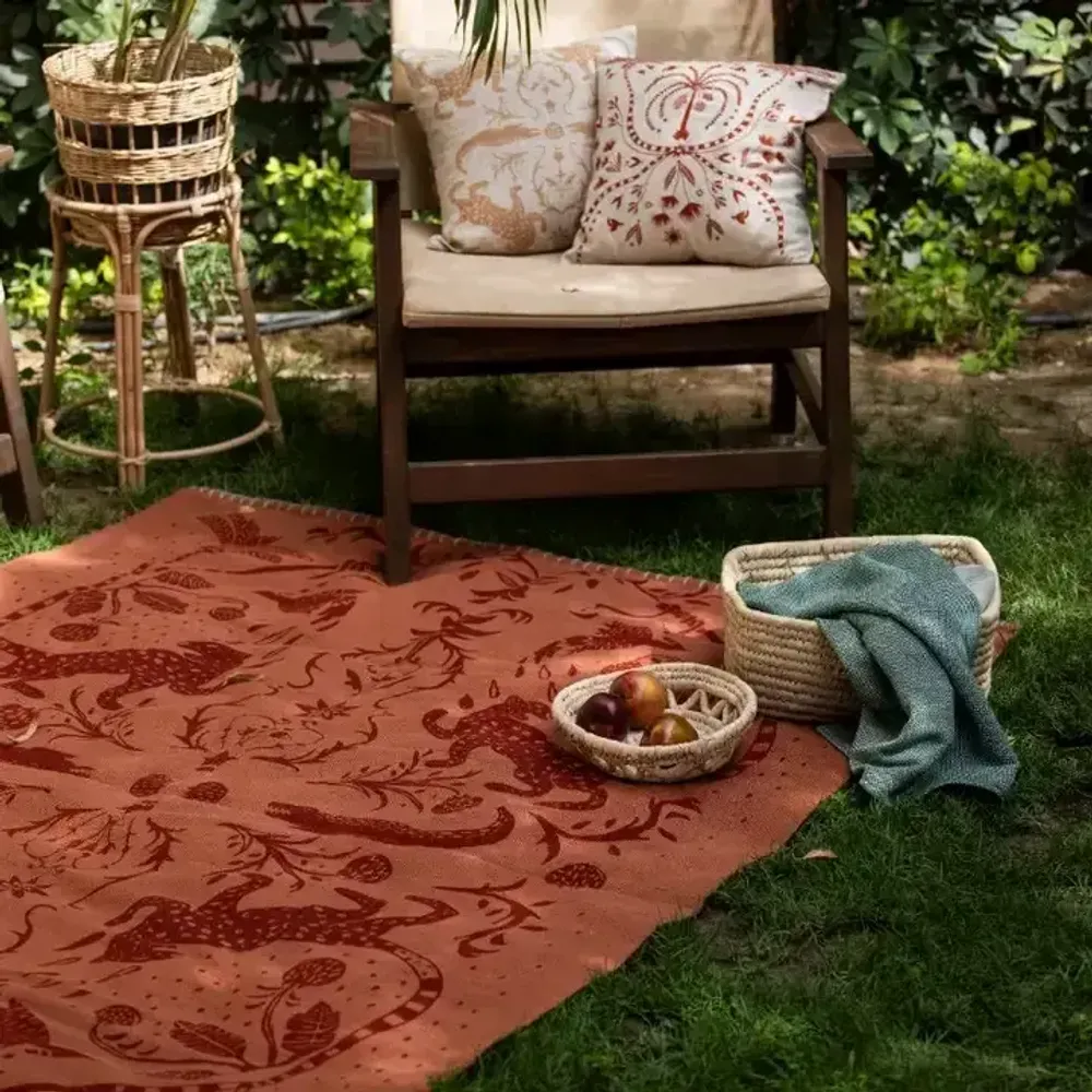 Tapis design - Handprinted Cotton Flatwoven Kilim Rugs - KILIIM