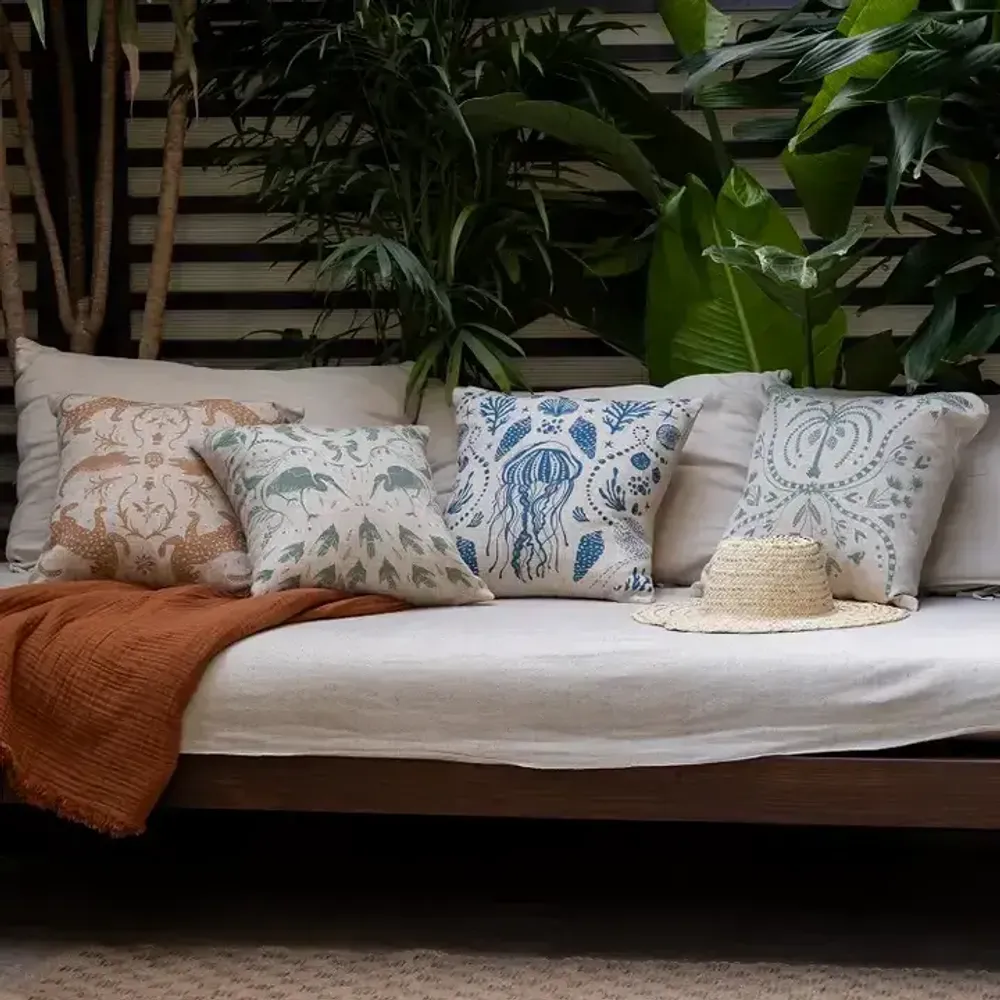 Coussins textile - Handprinted Linen Cushions - KILIIM