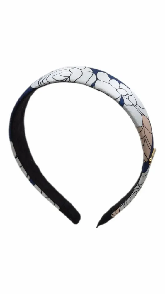 Headbands - Renata classic headband with cream peony patterns. - MAISON FITZGERALD