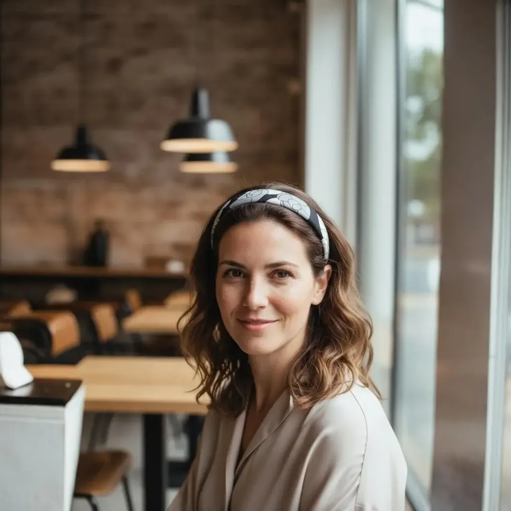 Headbands - Renata classic headband with cream peony patterns. - MAISON FITZGERALD
