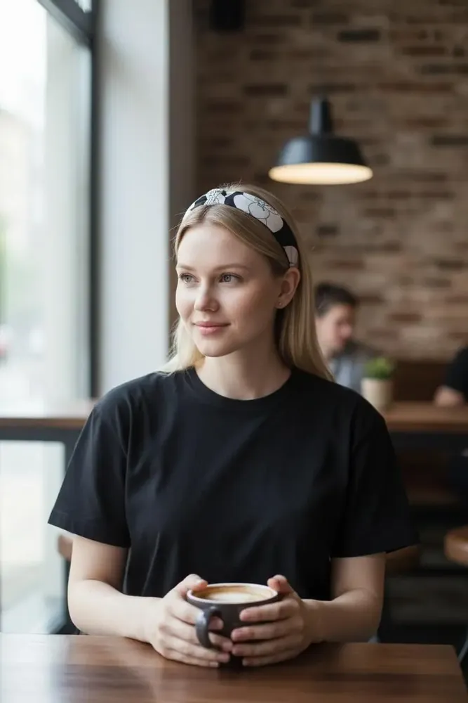 Headbands - Renata classic headband with cream peony patterns. - MAISON FITZGERALD