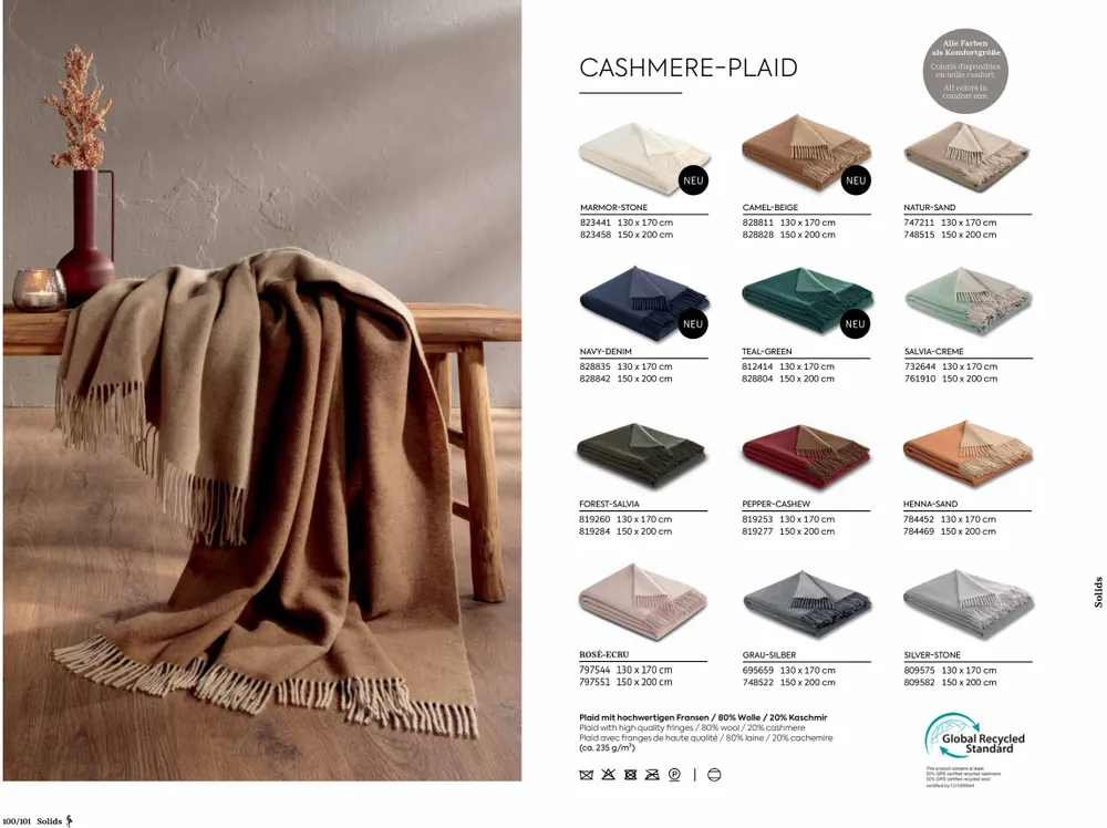 Throw blankets - Throw Cashmere - BIEDERLACK