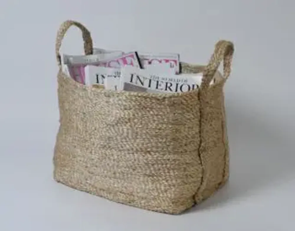 Bathroom storage - Small rectangular jute basket - MAISON BENGAL