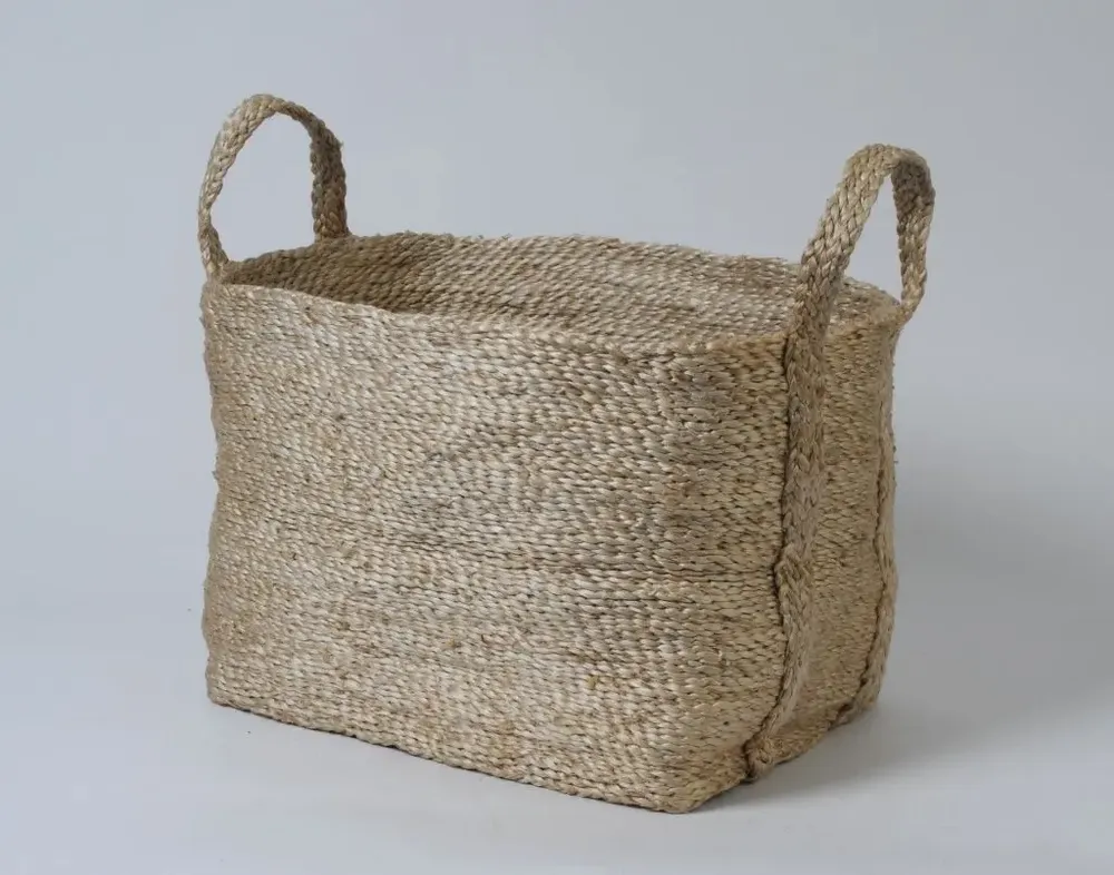 Bathroom storage - Small rectangular jute basket - MAISON BENGAL