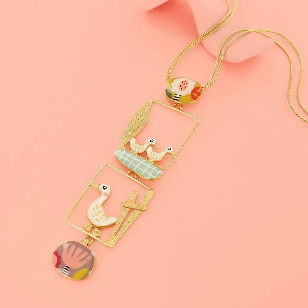 Jewelry - GOLD MULTI-COLOR FEATHER NECKLACE - TARATATA BIJOUX