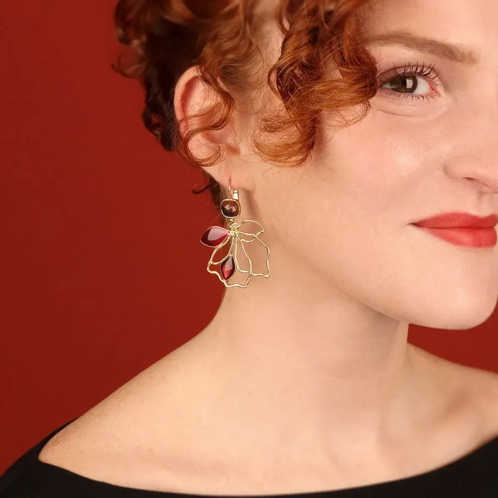 Jewelry - HIBISCUS SLEEPERS IN ROSE GOLD - TARATATA BIJOUX