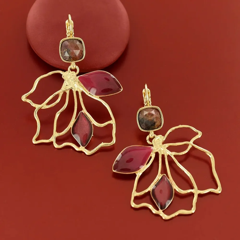 Jewelry - HIBISCUS SLEEPERS IN ROSE GOLD - TARATATA BIJOUX