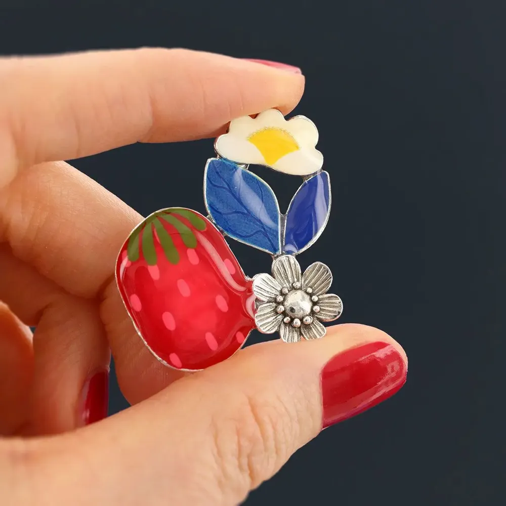 Jewelry - DELICE BROOCH, SILVER AND RED COLOUR - TARATATA BIJOUX