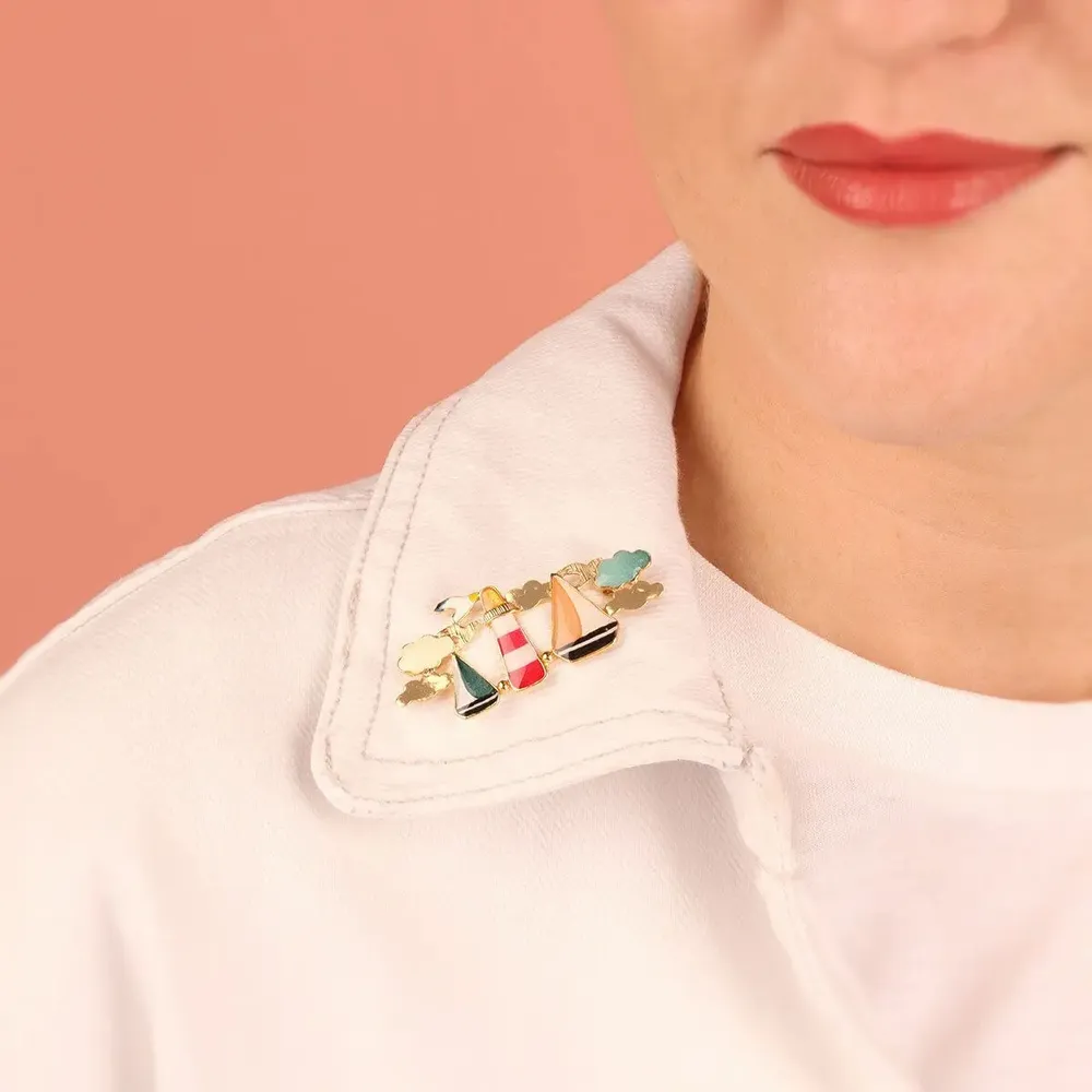 Bijoux - BROCHE HORIZON COULEUR DORE MULTI - TARATATA BIJOUX