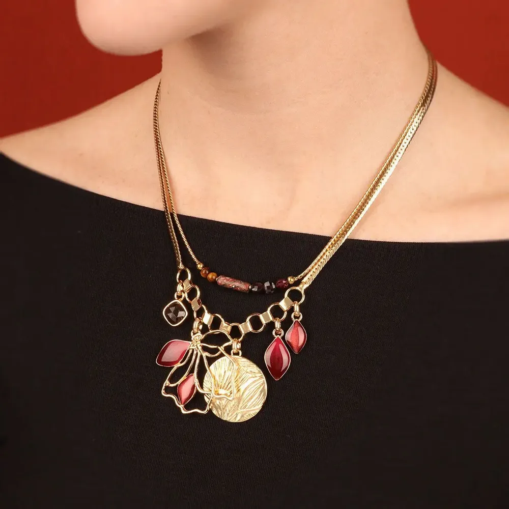 Jewelry - Rose gold hibiscus necklace - TARATATA BIJOUX