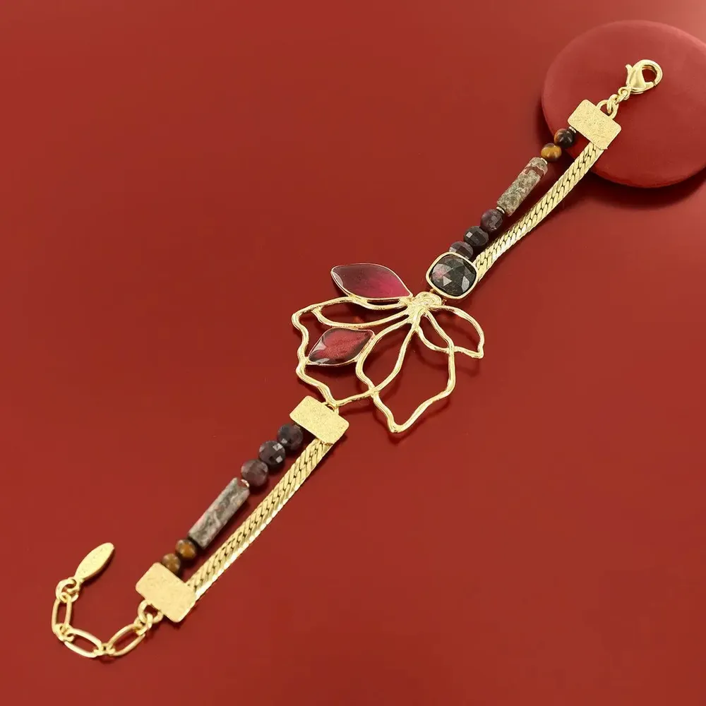 Jewelry - Rose Gold Hibiscus Bracelet - TARATATA BIJOUX