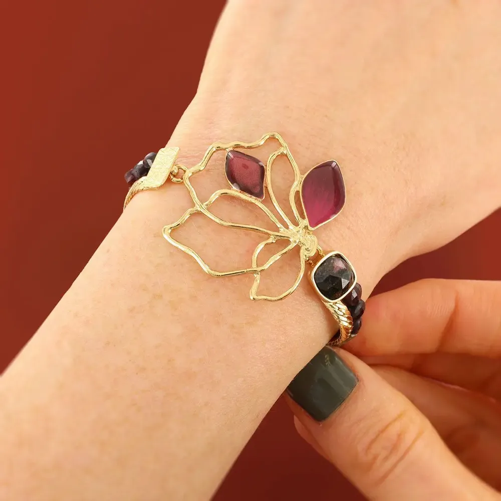Jewelry - Rose Gold Hibiscus Bracelet - TARATATA BIJOUX