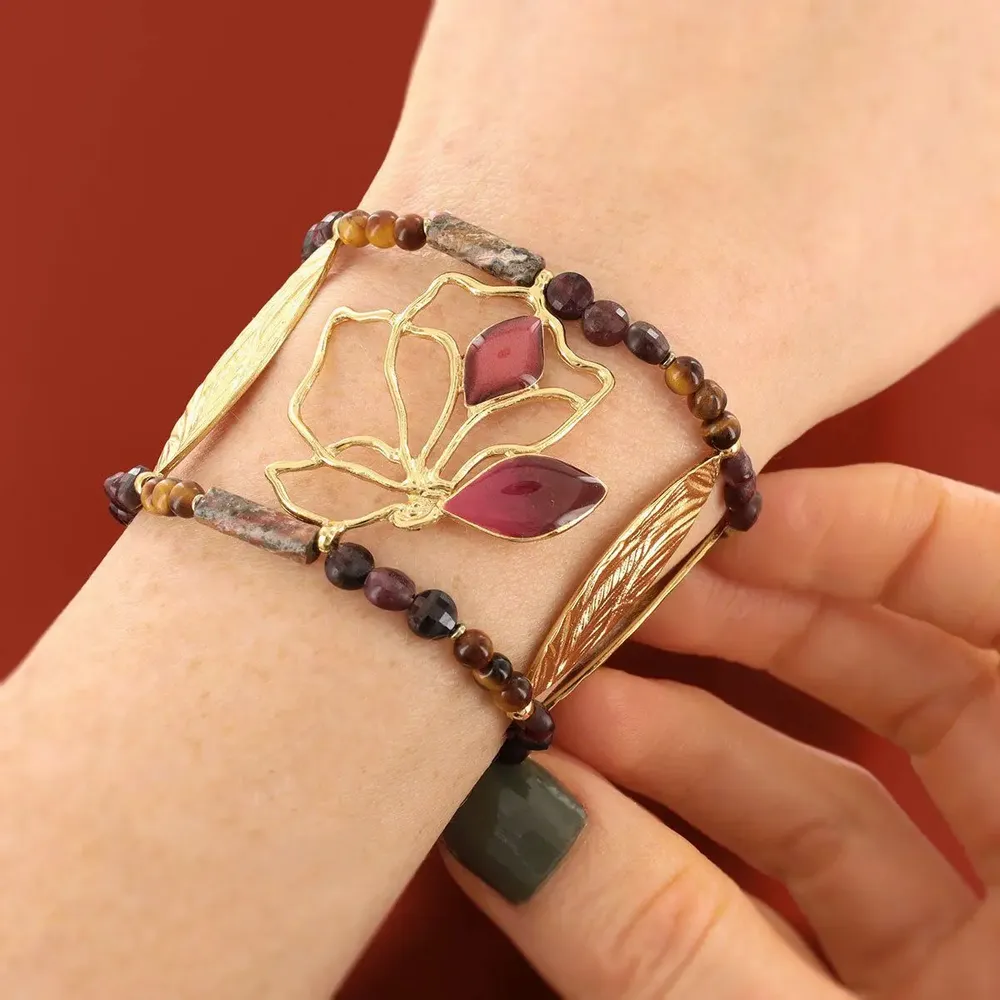 Jewelry - Rose Gold Hibiscus Bracelet - TARATATA BIJOUX