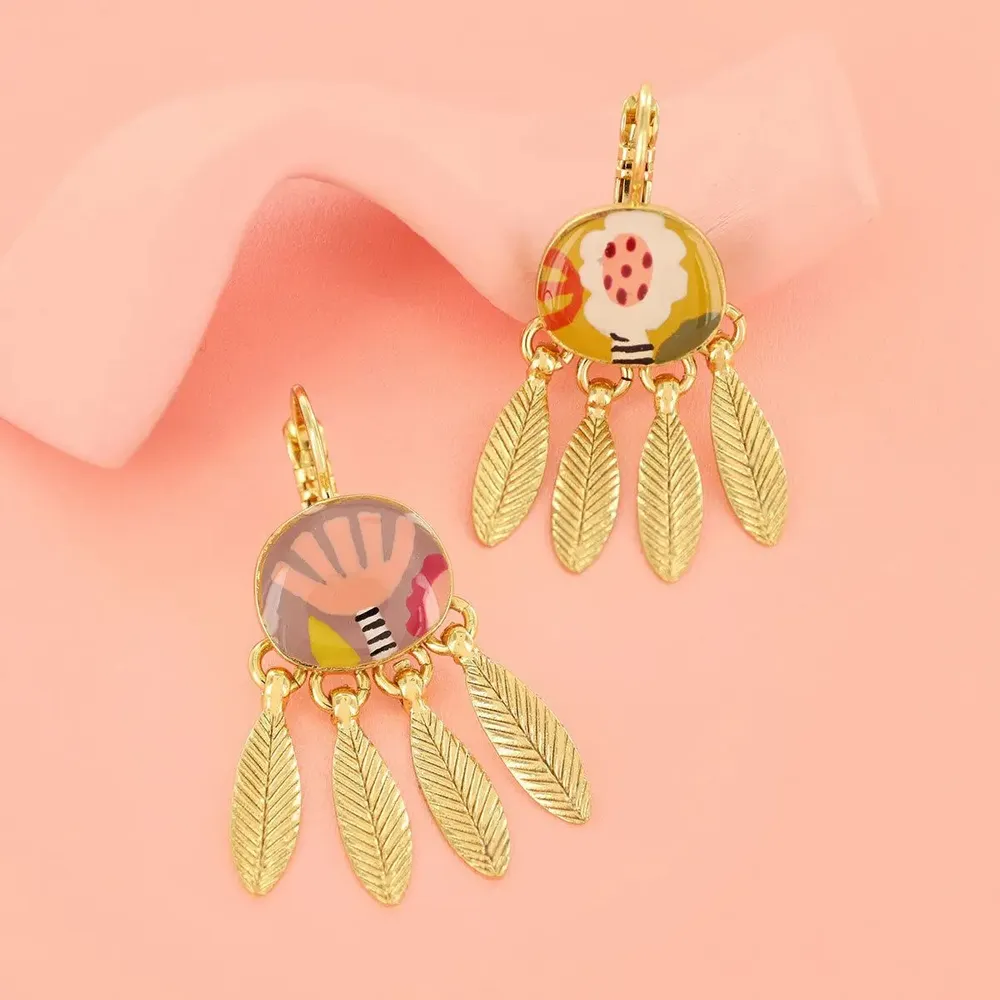 Jewelry - MULTI-COLOR GOLD FEATHER SLEEPERS - TARATATA BIJOUX