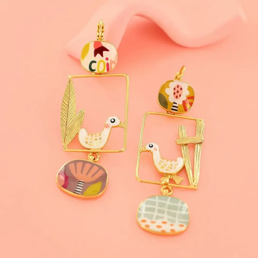 Jewelry - MULTI-COLOR GOLD FEATHER SLEEPERS - TARATATA BIJOUX