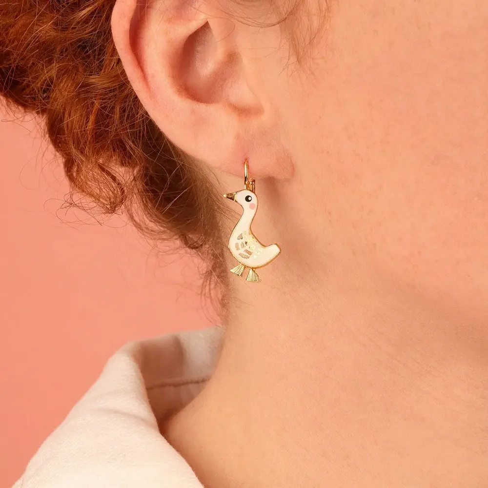 Jewelry - GOLD AND WHITE FEATHER SLEEPERS - TARATATA BIJOUX