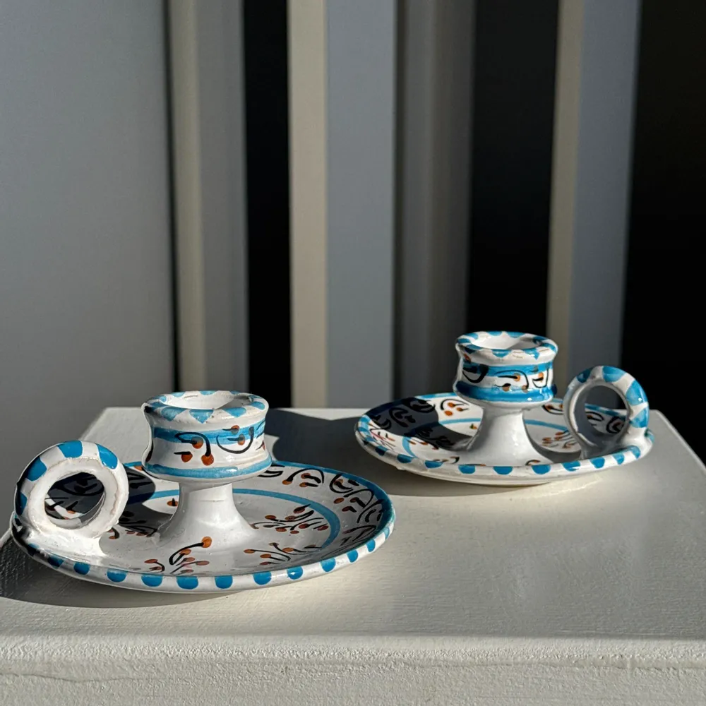 Decorative objects - Moustiers candle holder light blue H5 D12.5 - OFFICE OBJETS