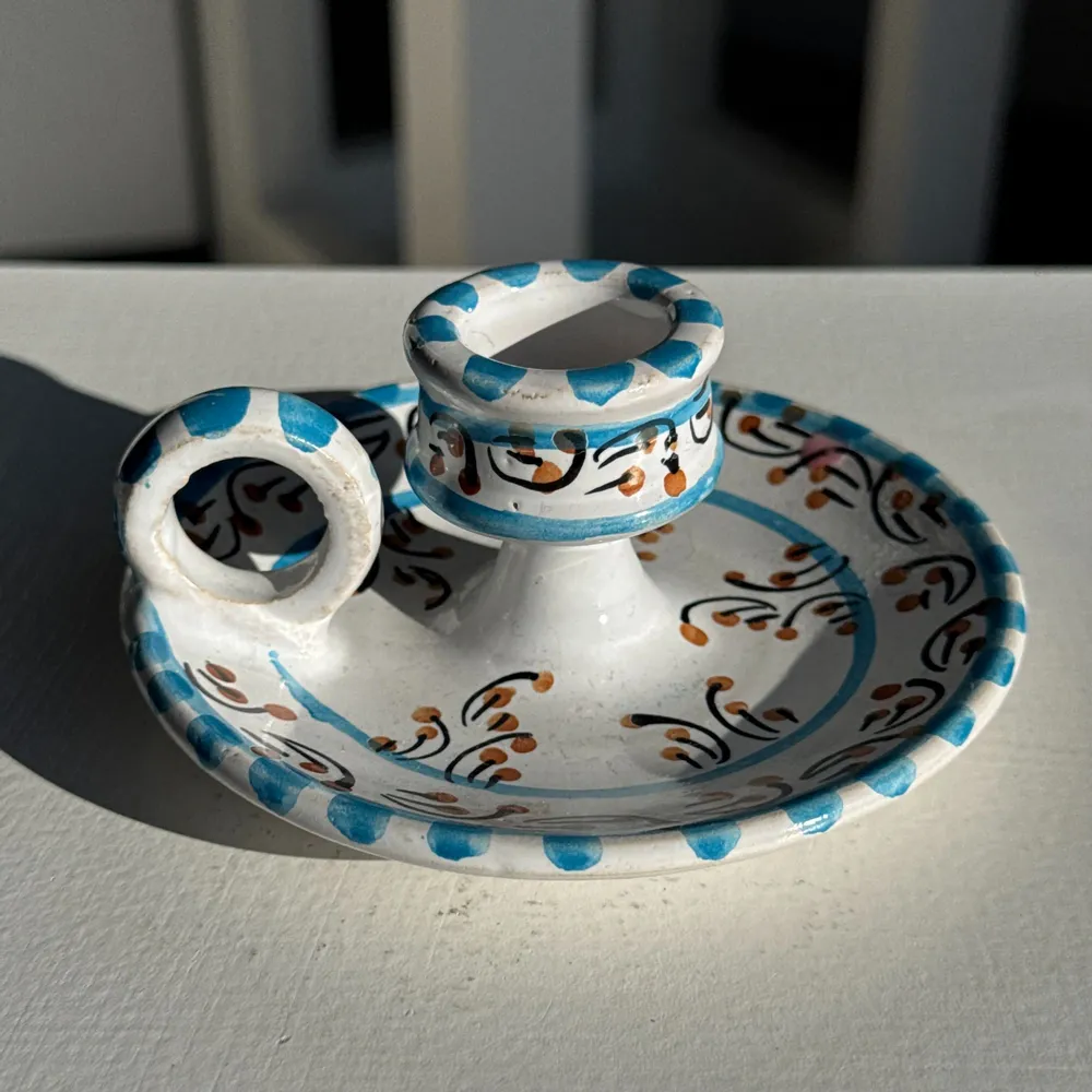 Decorative objects - Moustiers candle holder light blue H5 D12.5 - OFFICE OBJETS