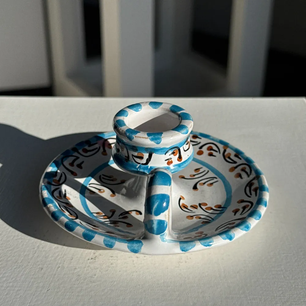 Decorative objects - Moustiers candle holder light blue H5 D12.5 - OFFICE OBJETS