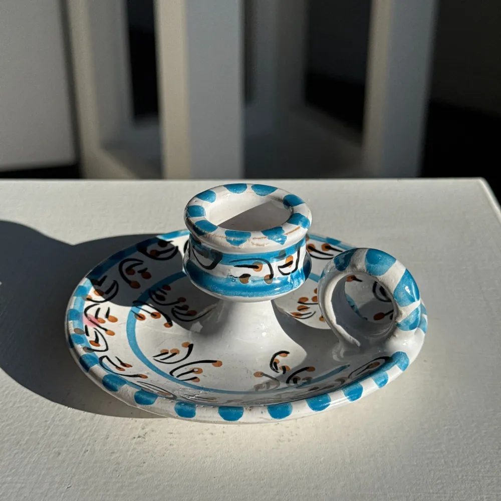 Decorative objects - Moustiers candle holder light blue H5 D12.5 - OFFICE OBJETS