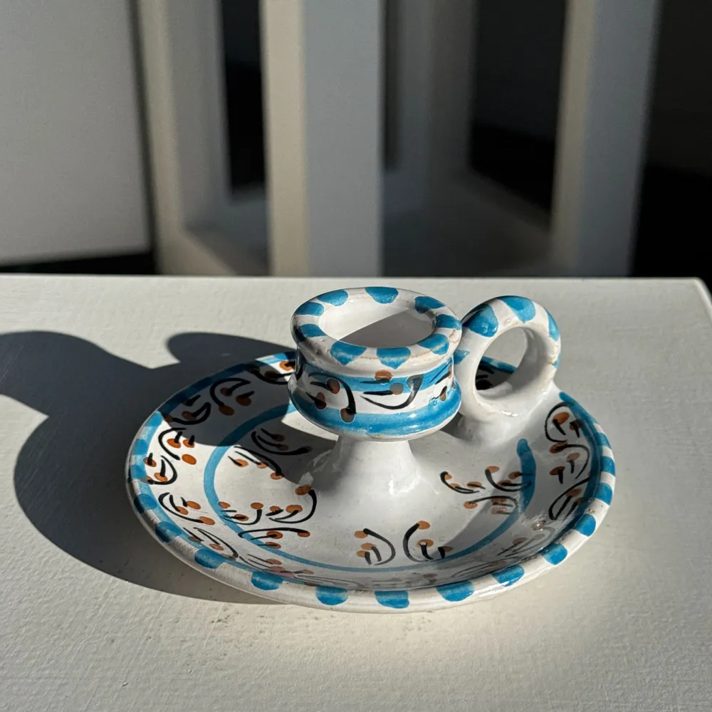 Decorative objects - Moustiers candle holder light blue H5 D12.5 - OFFICE OBJETS