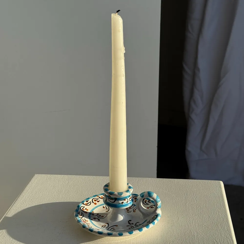 Decorative objects - Moustiers candle holder light blue H5 D12.5 - OFFICE OBJETS