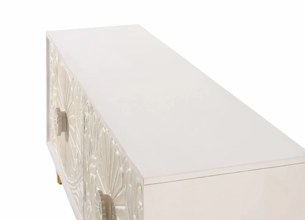 Meubles TV - Meuble TV en manguier blanc avec touches dorées - GINER Y COLOMER