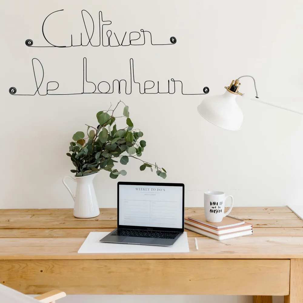 Other wall decoration - Wire wall decoration\” Cultivating happiness\” to pin - BIJOUX DE MUR