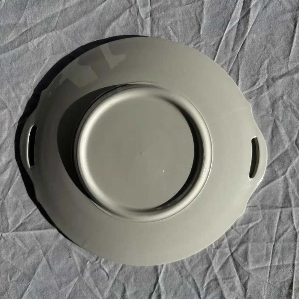 Platter and bowls - Small vintage pie dish with 2 handles gold with abstract patterns D28 - OFFICE OBJETS