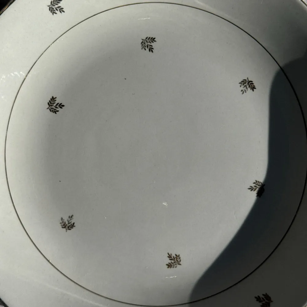 Platter and bowls - Antique pie dish with 2 handles golden wheat patterns D28 - OFFICE OBJETS