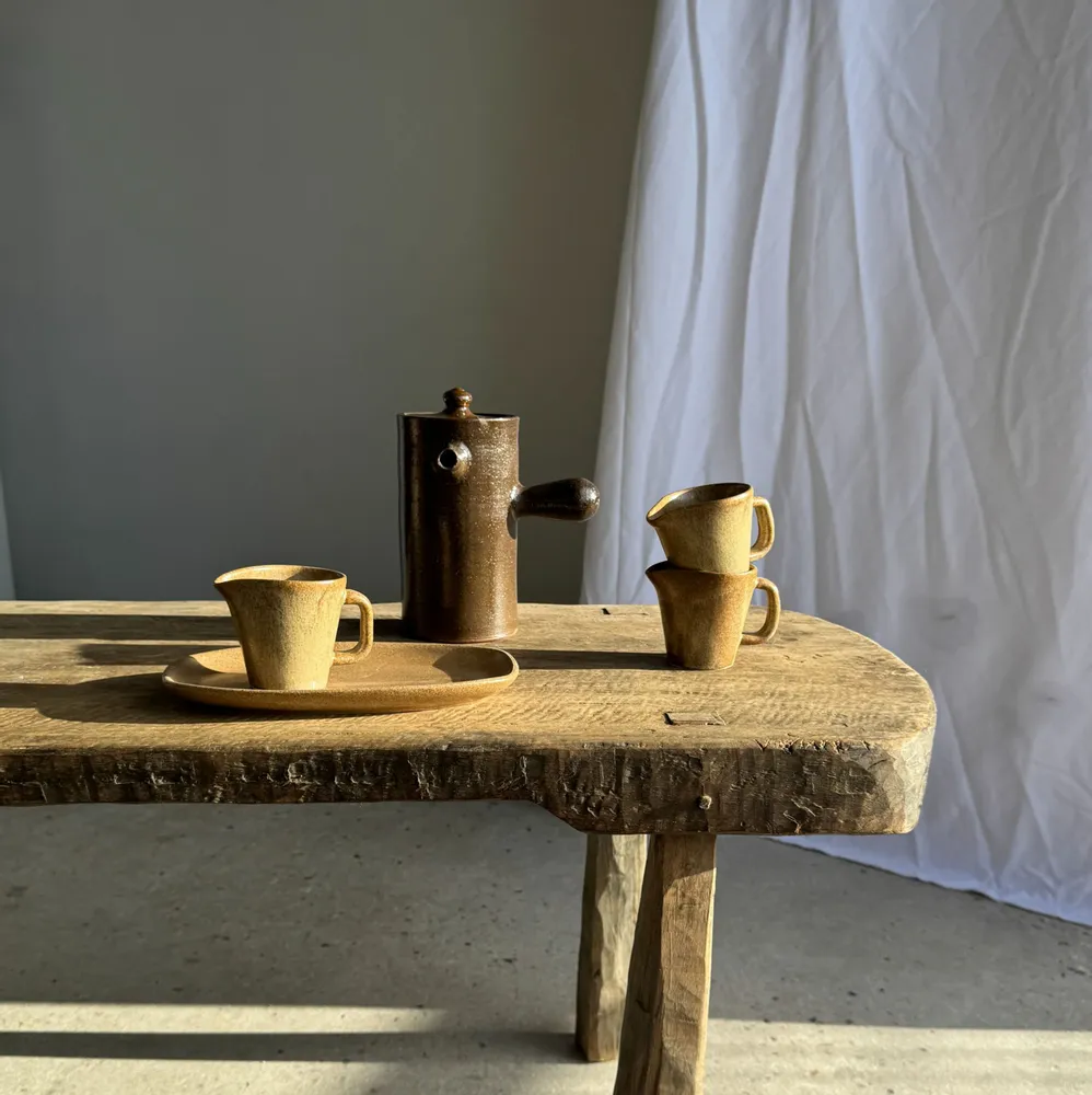 Tea and coffee accessories - Set of 3 small stoneware jugs or milk jug H8 D8.5 - OFFICE OBJETS