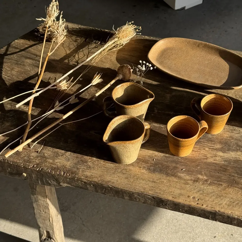 Tea and coffee accessories - Set of 3 small stoneware jugs or milk jug H8 D8.5 - OFFICE OBJETS