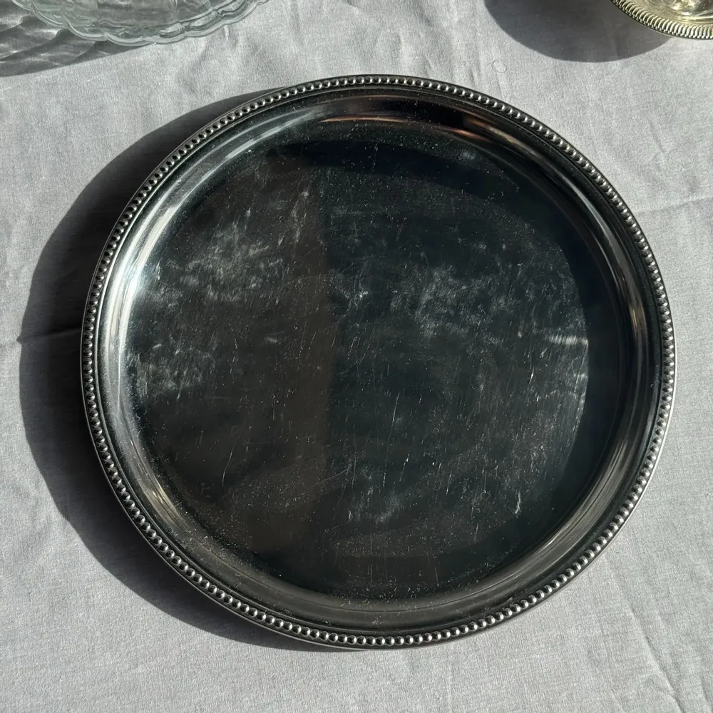 Platter and bowls - D27 Pearl Stripe Vintage Circular Platter - OFFICE OBJETS