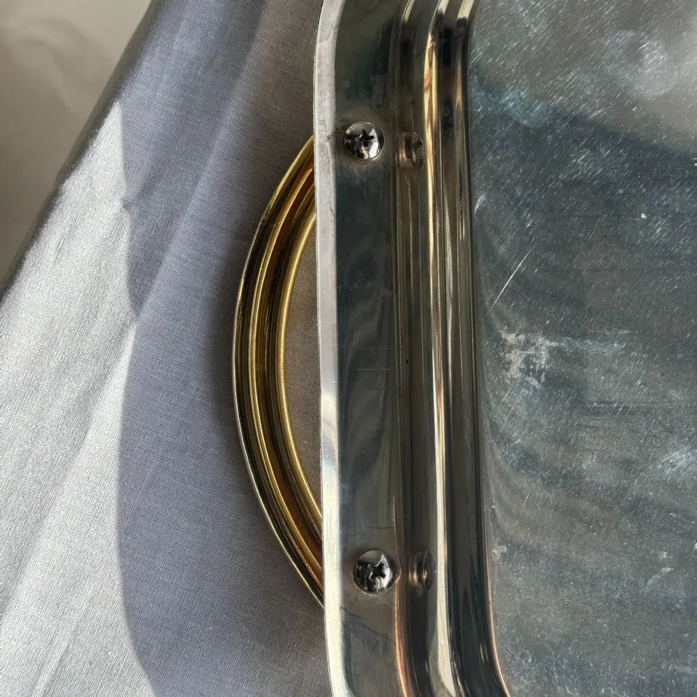 Trays - Vintage silver plated tray with gold handles 29x45 - OFFICE OBJETS