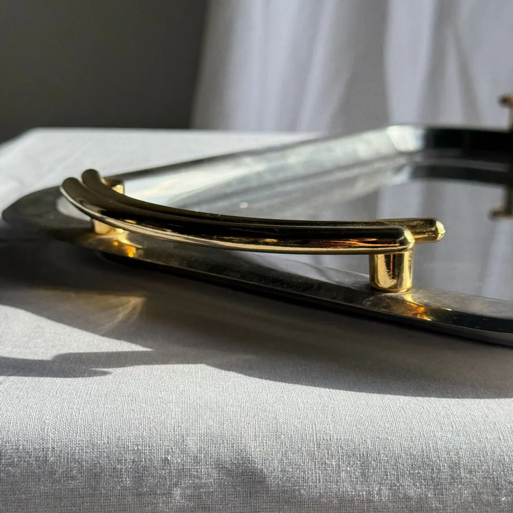 Trays - Vintage silver plated tray with gold handles 29x45 - OFFICE OBJETS