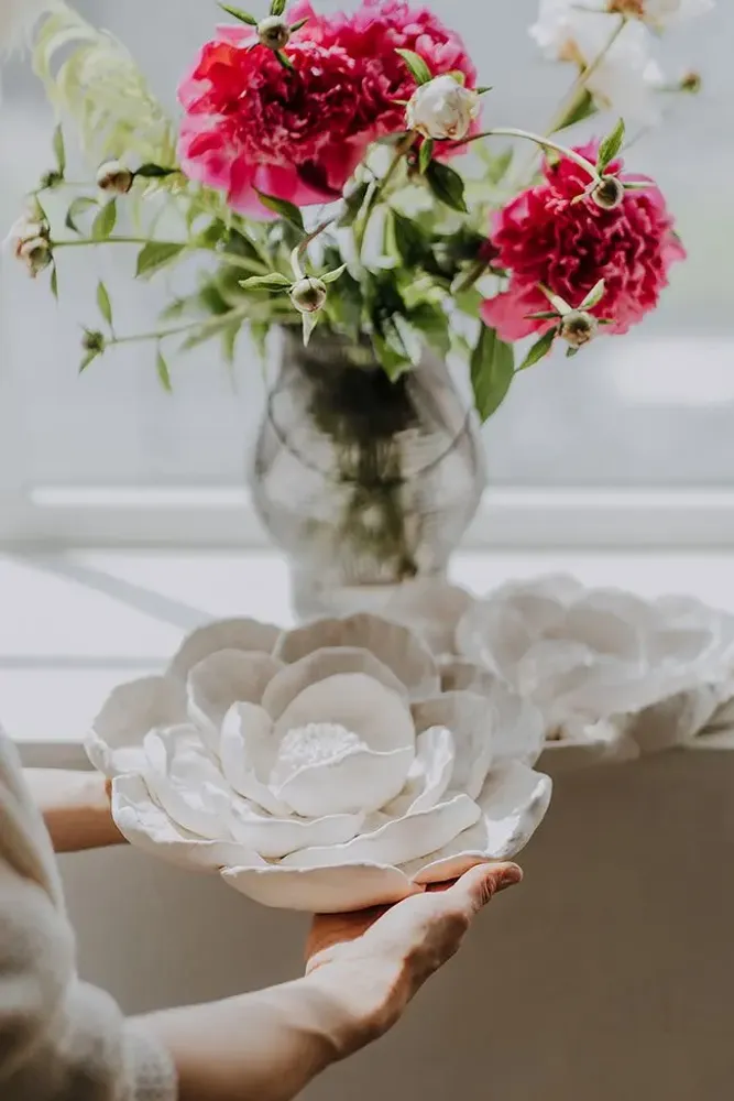 Decorative objects - Handmade Flower Plaque - 3D look wall decor - DABA DECO