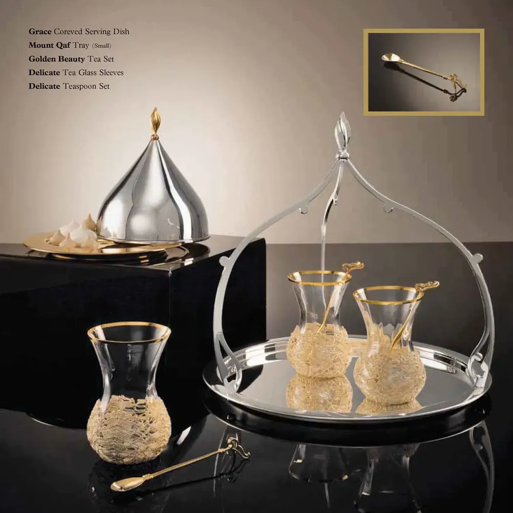 Tea and coffee accessories - Golden Beauty Tea Glass Set, Set For 2 (4 Pcs) - ANATOLI