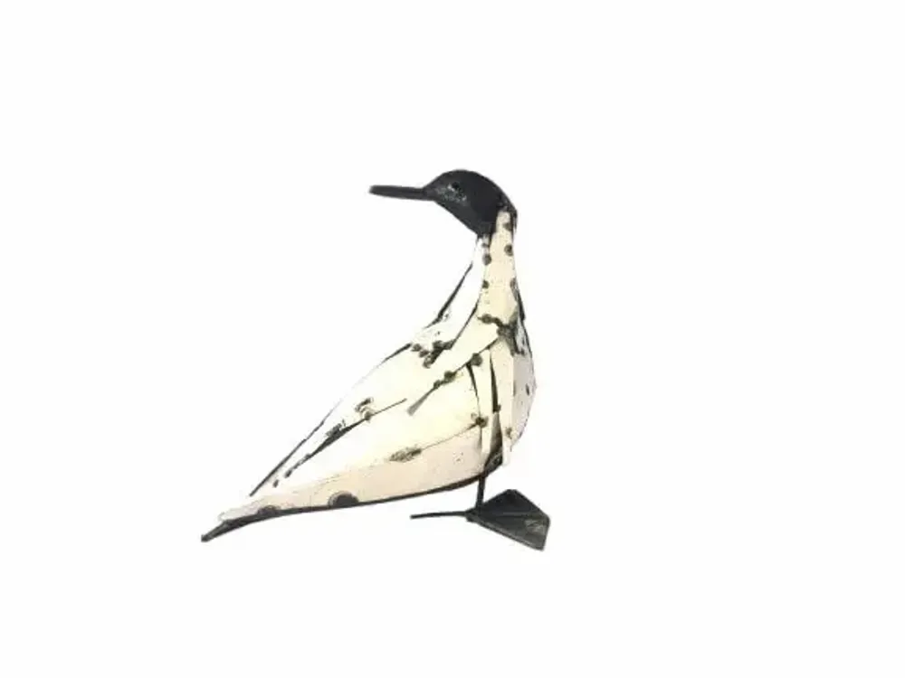 Accessoires de déco extérieure - Sculpture Métal Recyclé Canard blanc plumage - TERRE SAUVAGE