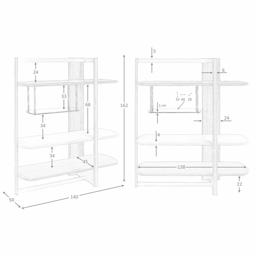 Shelves - Rectangular shelving unit in light walnut and greige wood. - ANGEL CERDÁ