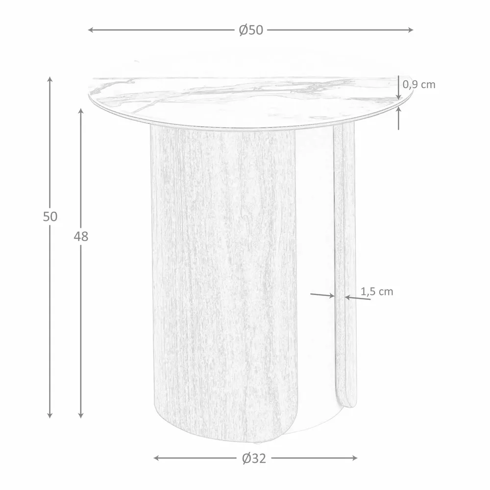 Autres tables  - Table d'appoint ronde en céramique, acier couleur sable et noyer. - ANGEL CERDÁ